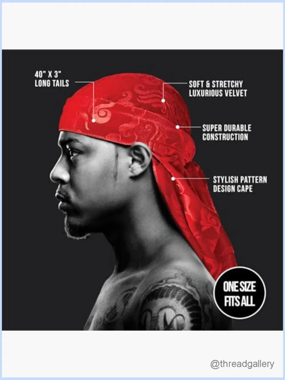 Patterned Velvet Durag, Soft Stretchy Compression for Waves